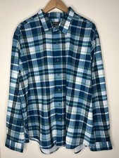 Eddie Bauer Button Up Shirt Mens Size 2XL Blue Plaid Long Sleeves NWT Preppy