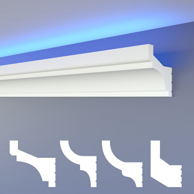 HEXIMO 1,7m LED Stuckleisten klassisch, XPS Styropor indirekte Beleuchtung HLED