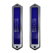 Vintage Coach Side Marker Limo Opera Lights Blue Lens Chrome Housing Pair 8