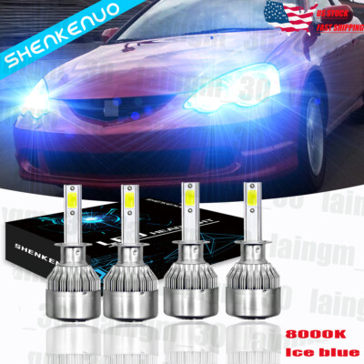 For Acura RSX 2004-2002 C6 Combo LED Headlight Bulbs Kit H1 High+Low Beam 8000K