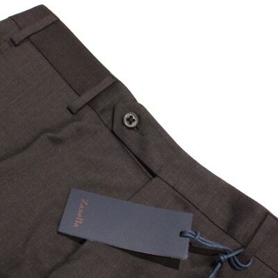 Zanella NWT Dress Pants Size 33 US Devon In Solid Brown 100% Wool