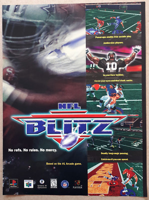Magazine Print Ad NFL BLITZ 1998 PlayStation Nintendo 64 N64 Windows 95 MIDWAY