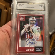 2020 Score Panini Joe Burrow Score Auto Red Zone PSA 10 RC 4/20 Color Match OSU