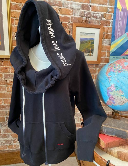Peace Love World Black Cowl Neck Hoodie 