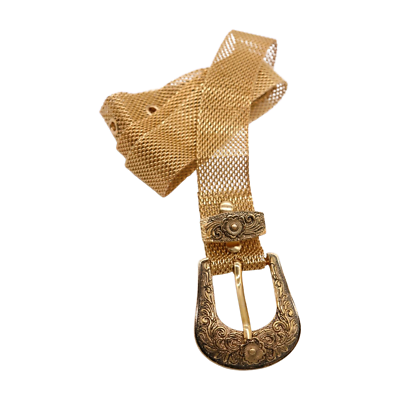 Women Gold Mesh Metal Western Fashion Belt Filigree Buckle  display picture 1