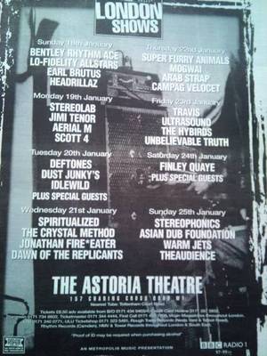 IDLEWILD TRAVIS Astoria Shows 1997 UK Poster size Press ADVERT 16x12''
