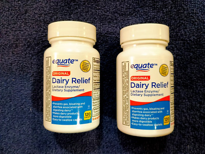 (2) New Bottles  Equate Dairy Digestive 120 Caplets Per Bottle