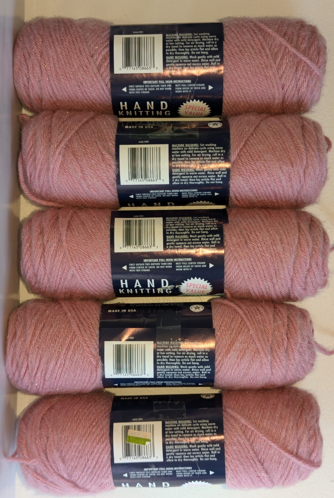 (16) 3 oz Skeins MANUFACTURER'S MILL ENDS Pink/Mauve/Rose Yarn HAND KNITTING