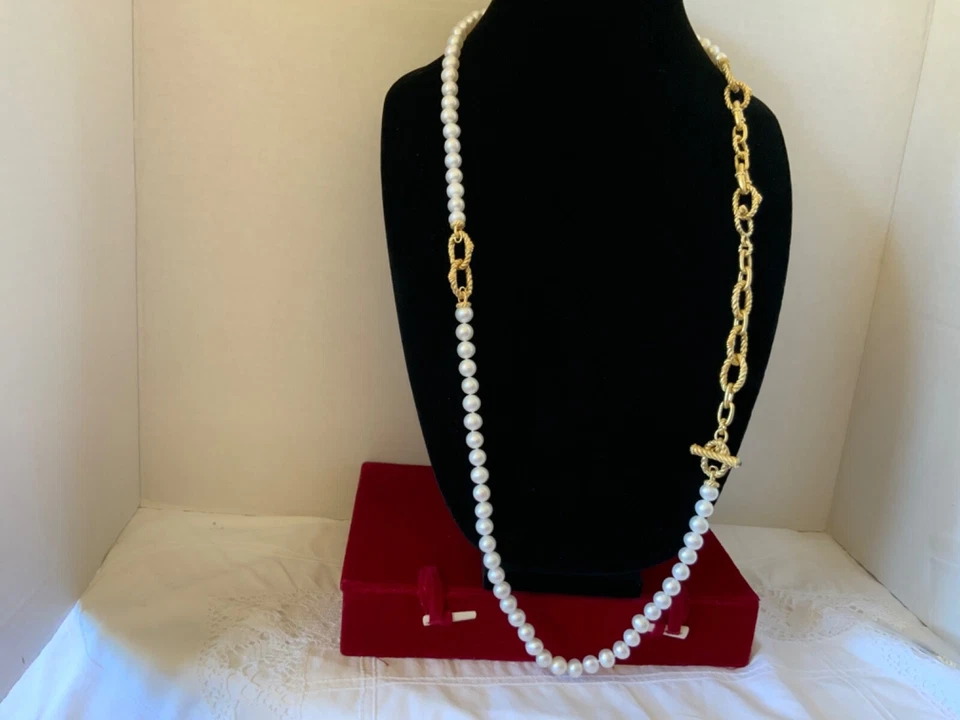 RARE QVC Judith Ripka Status Interchangeable 14kGold CladSS Necklace Pearl/stone - Image 4 of 4