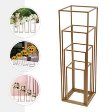 Gold Metal Flower Stand Rectangular Rack For Wedding Table Centerpieces Decor   