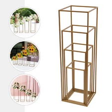 Gold Metal Flower Stand Rectangular Rack For Wedding Table Centerpieces Decor 🔥