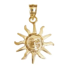 New 14k Yellow Gold Sun Pendant