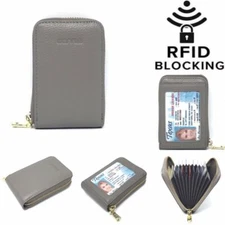 IXYVIA RFID Blocking Mini Leather ID Card Holder-Taupe    