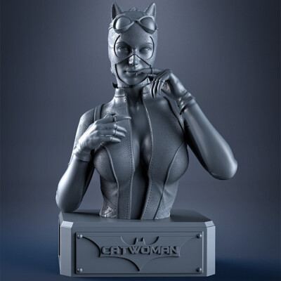 CATWOMAN, DC COMICS, BUST, 70-200mm, FAN ART, 3D-DRUCK, STATUE, ABE3D, MFW