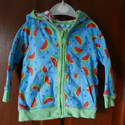 Lucy & Sam Full-zip Hoodie, Age 18-24 months, Pale Blue, Watermelon Slices