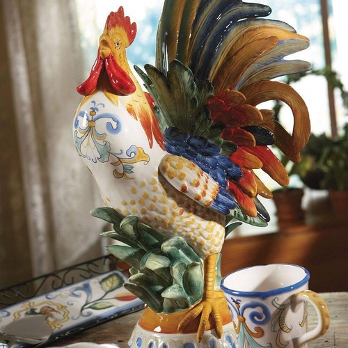 Ricamo Rooster Figurine 20.5 in. Farmhouse-Inspired Earthenware Hand Painted - Picture 3 of 12