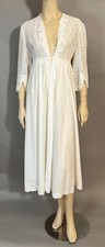 Vintage 1960's peignoir robe bridal white CHIFFON  lace 152" full sweep size M