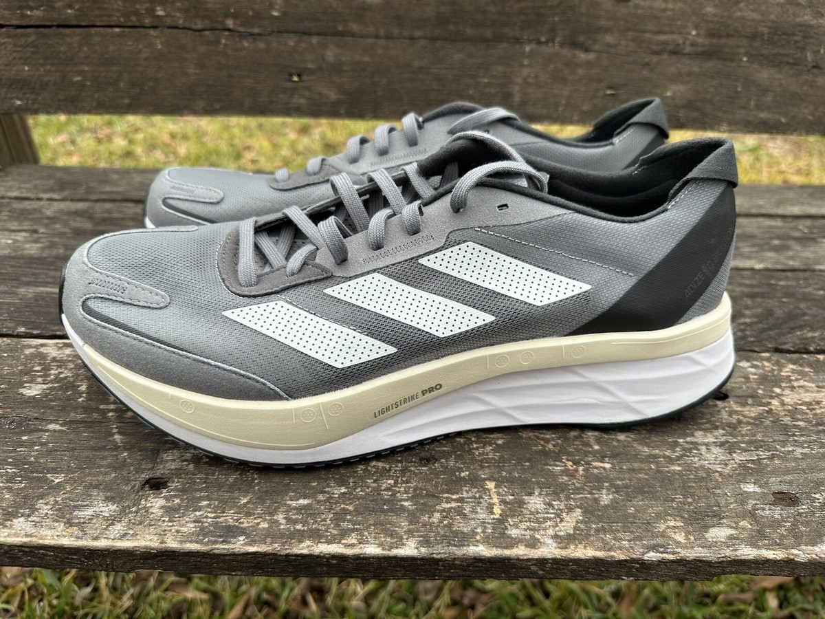 adidas Adizero Boston 11 Mens Size 9 Grey Running Shoes GV7068 Lightstrike Pro Adidas Adizero Boston 11 Running Shoes-Grey Metallic GV7068  main image 4