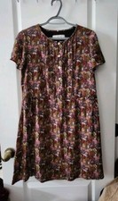 LOFT Dress Womens Mini Paradise Pintucked Sidetie Safari Jungle Casual Swing S