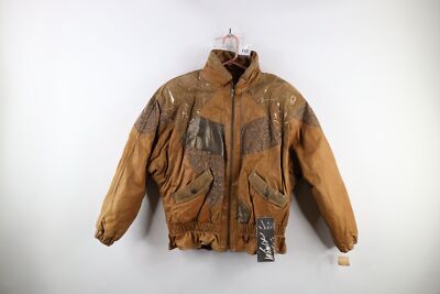 Deadstock Vintage 90s Streetwear Womens Large Patchwork Leather 