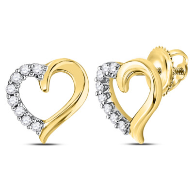Damen-Ohrstecker 10 kt Gelbgold rund Diamant Herz 1/10 cttw