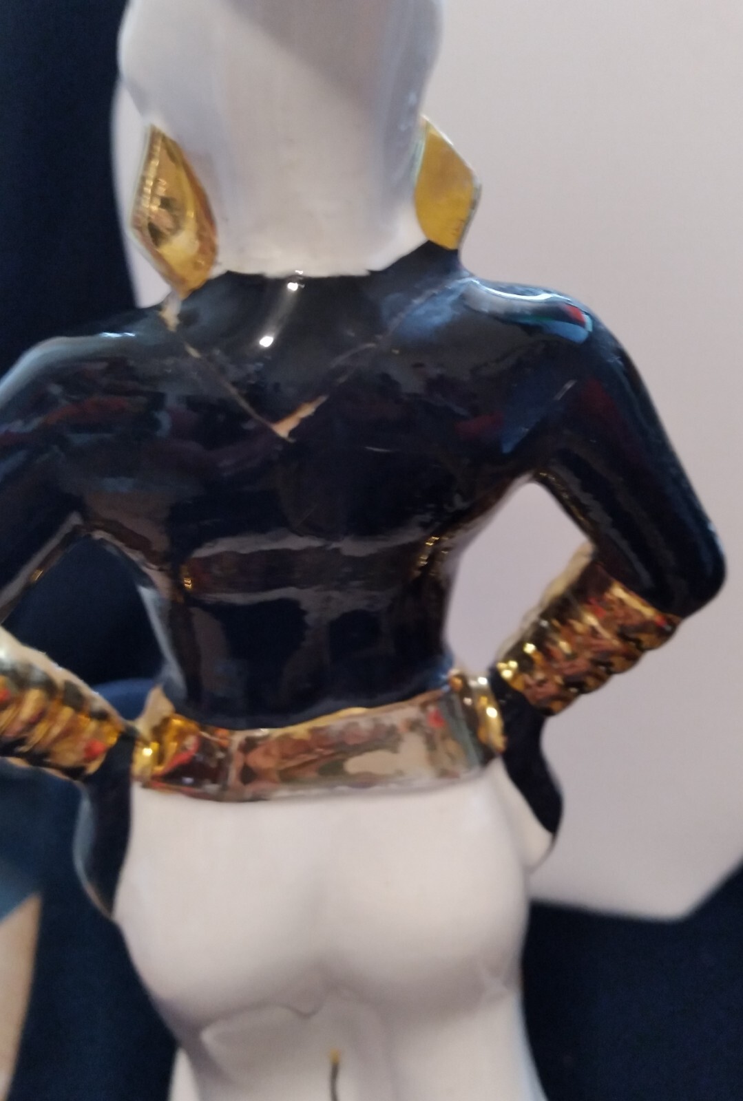 Vintage Porcelain Blackamoor Statue Figurines Nubian Genie MidCentury