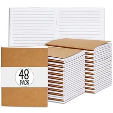 Small Lined Notebooks Bulk – Kraft Paper Cover, 48 A2 Card (Pack of 48) Brown