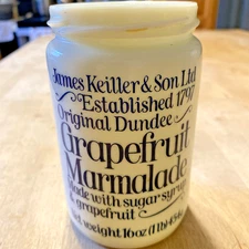 Vintage James Keiller & Son Ltd. Dundee Grapefruit Marmalade Milk Glass 16 oz