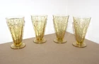 Vint Depression Glass Federal Glass MADRID Amber 10oz Footed Tumblers 4 Original