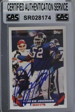 CAS Certified 1993 Topps Pepper Johnson #201 Sealed Auto 3c7