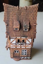 Handmade Ceramic Tea LIGHT candle Cottage HOUSE  Artist Signed Intricate Detail