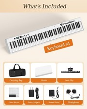 FingerBallet 88 Key Piano Electric Foldable White MIDI-Capable Keyboard