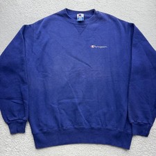 Vintage Champion Blue Crewneck Sweatshirt Embroidered Logo Made in USA Large