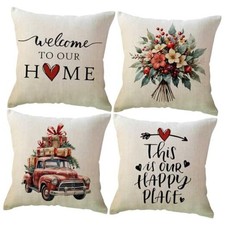 Winter Festive Decorative Throw Pillow Covers Home 18" x 18" Pack of 4 Red