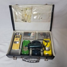 Vintage 60s Slot Cars Complete Chassis And Extras With Vintage Carry Case