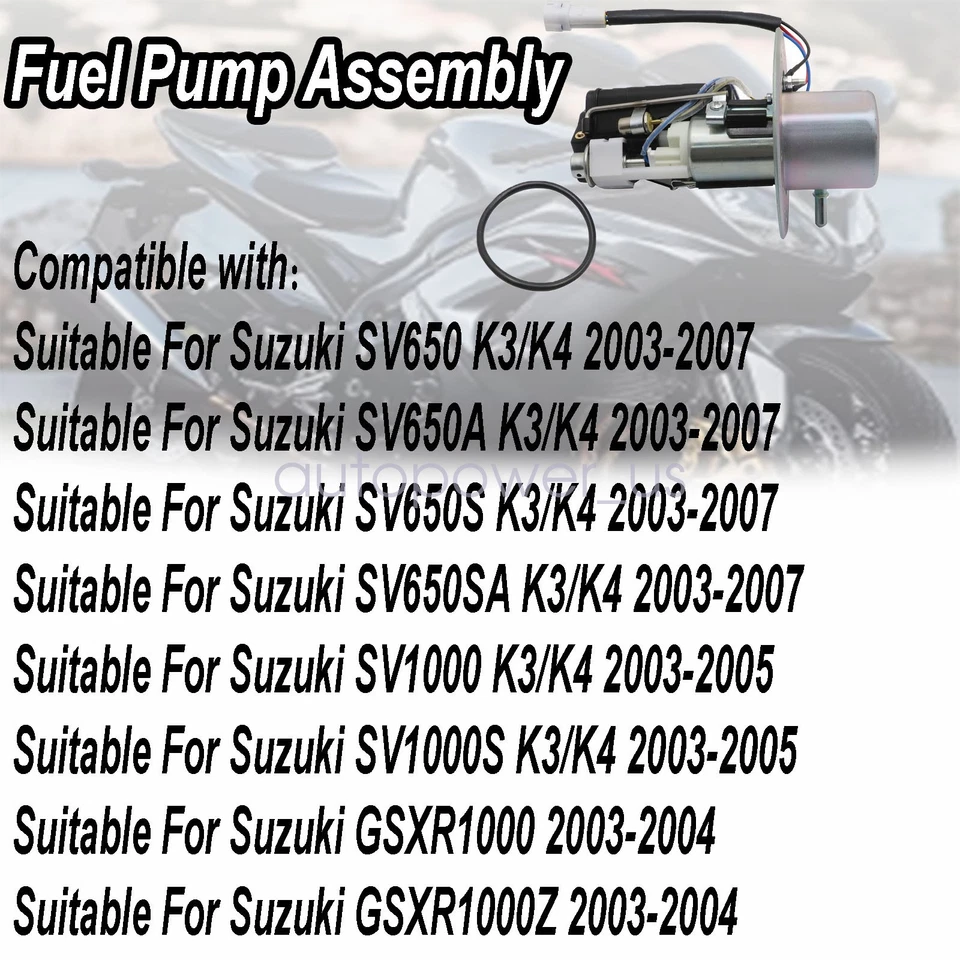 Fits For 2003-2007 Suzuki SV650 SV650A SV650S SV650SA K3/K4 Fuel Pump Assembly - Image 2 of 4