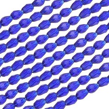 650 Pcs Teardrop Faceted Glass Crystal Beads for Jewelry Making, Dark Blue