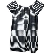 Madewell Melody Navy & White Striped Off The Shoulder Mini Dress Size Small