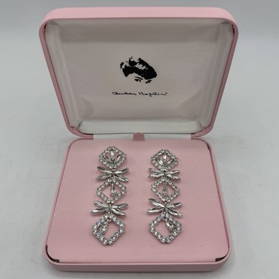 Camrose & Kross Audrey Hepburn Long Adjustable Rhinestone Earrings In Box NWOT/c
