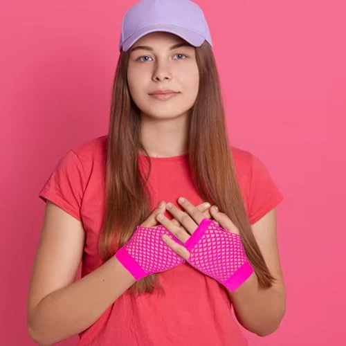 2 pares de guantes de red sin dedos para mujer, brazo sin dedos emo de malla para mujer Foto 4 de 4