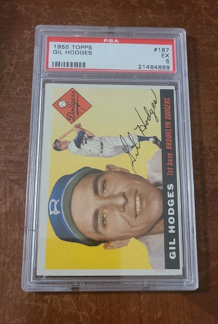 1955 Topps #187 GIL HODGES PSA 5 EX Brooklyn Dodgers