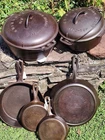 Griswold Wapak Favorite Wagner Dutch Ovens Cast Iron Pan Lot Erie Skillet