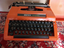 Brother Young Elite Typewriter Orange Tested Working Made in Nagoya Japan thumbnail