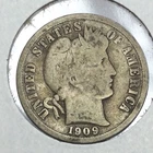 1909-D Barber Dime in very good