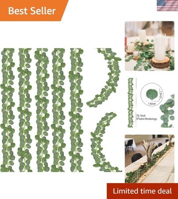 Majestic Green Eucalyptus Garland - 6 Pack of 7ft Silk Vines for Home Décor