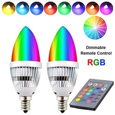 1-10Pcs Multi Colour Changing LED Candle Light Bulb E12 E14 RGB Remote Control