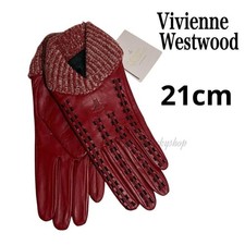 Vivienne Westwood Women's Leather Gloves Red with Black Stitching New with Tag
