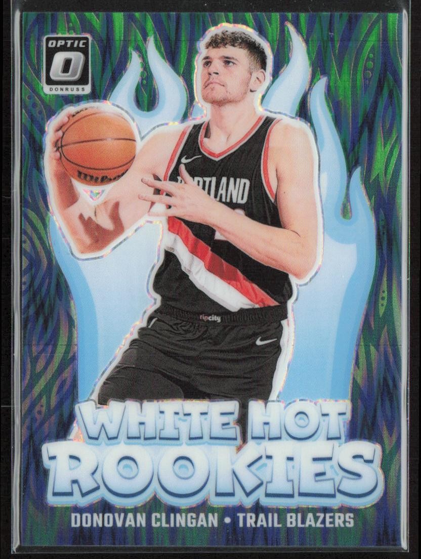 2024-25 Donruss Optic #11 Donovan Clingan White Hot Rookies Green Shock #/149