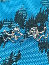 Sterling Silver Dog Shaped Stud Earrings