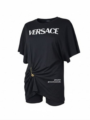 Authenticated $750 VERSACE Pin Tee Black Gold IT38 Size US 2